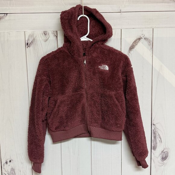 The North Face Teen Girls Sherpa Full-Zip Hoodie L (12) Burgundy EUC - Picture 1 of 9